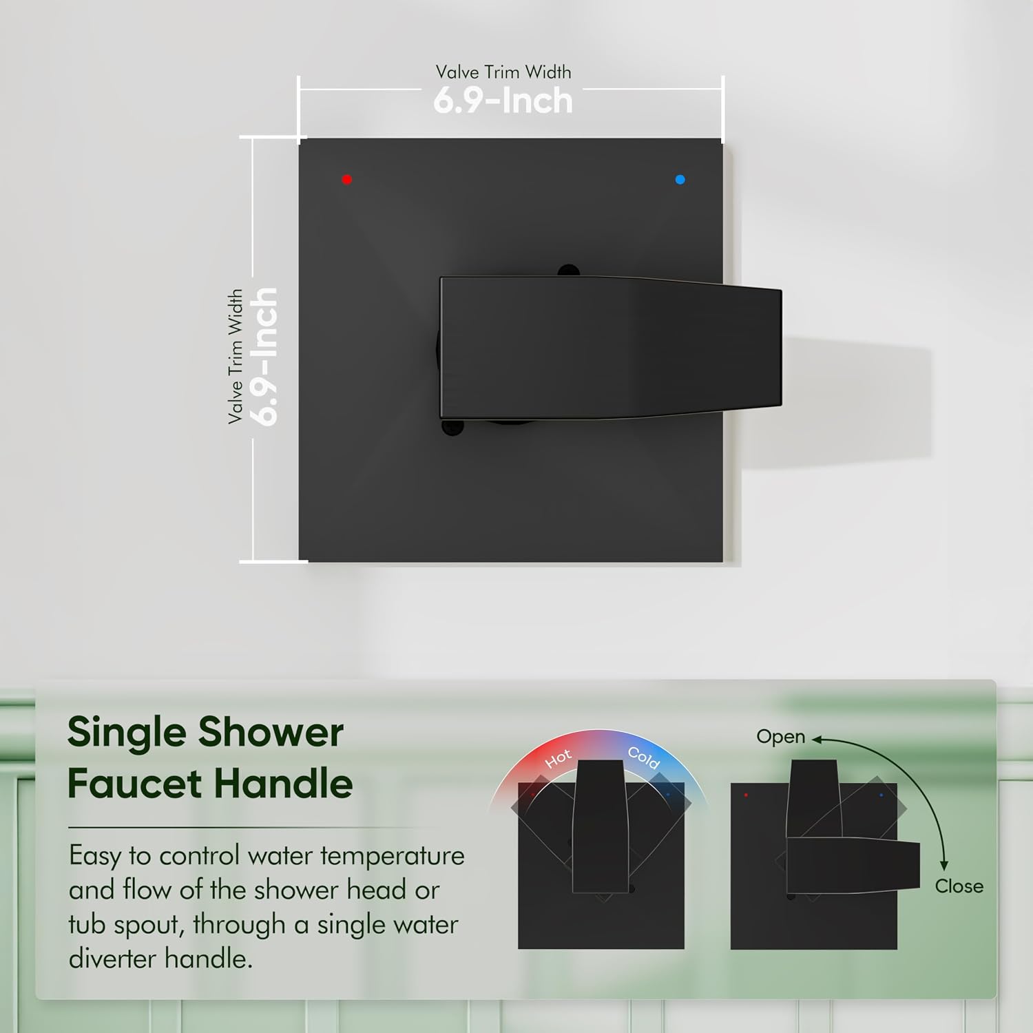 Replacement for Delta Shower Trim Kit 14 Series Matte Black | Shower Faucet Set, High Pressure 6-Inch Black Shower Head and Handle Set, Valve/Cartridge Not Included