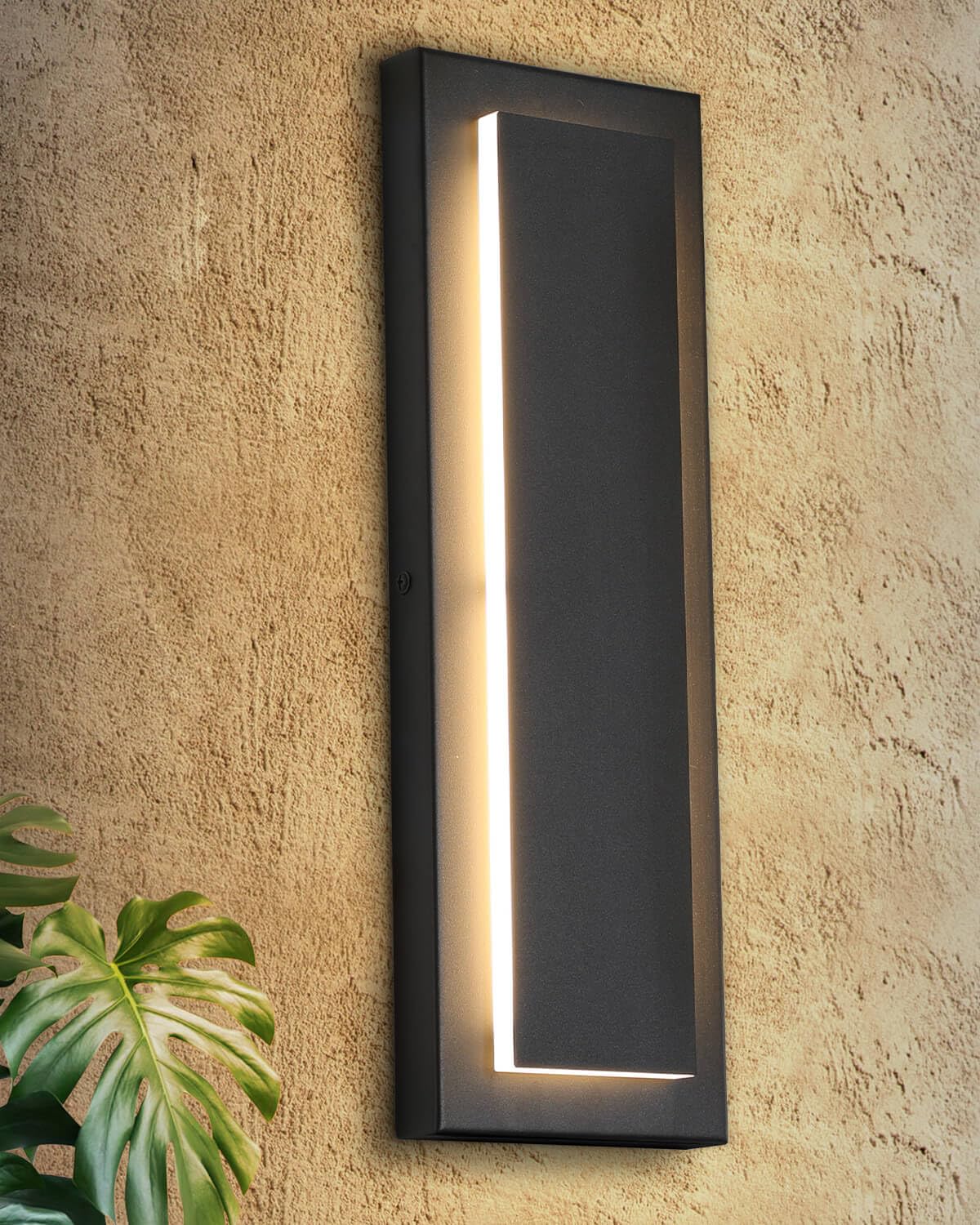 15.7'' Dusk to Dawn Outdoor Lights Modern LED Exterior Wall Lights, Black | 3000K, Built-in LED Front Porch Light Fixtures, IP65 Waterproof Hardwired Wall Sconce Outside Lighting for House Patio,1 Pack