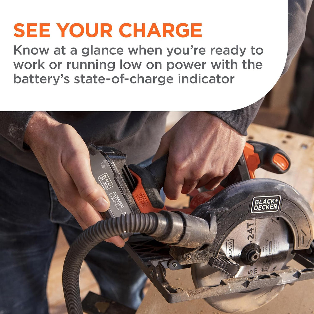 BLACK+DECKER Circular Saw 20V MAX, 6-1/2 in. Brushless Circular Saw Cordless Kit with 2.5Ah Battery and Charger, 24T Blade for Wood, Up to 165 Cuts Per Charge, LED Light, PowerConnect (BLCS78E1)