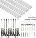 19.69 Ft Picture Hanging System, 4 x 60 Inch Wall Rails | Includes adjustable wires and hooks for frames, photos and wall décor.
