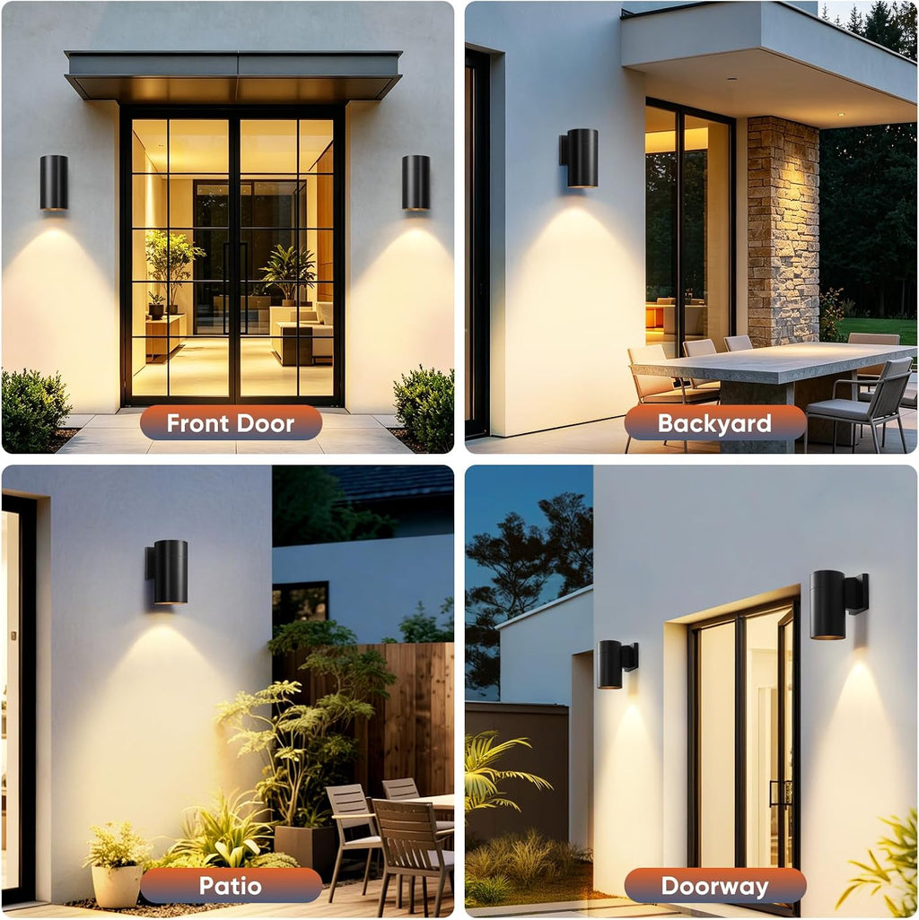 Fire Wolf Modern Outdoor Wall Light - Aluminum Outdoor Porch Sconce for House, Patio, Garage, Doorway & Entryway - Stylish Waterproof Exterior Lighting for Outside(Black,E26)