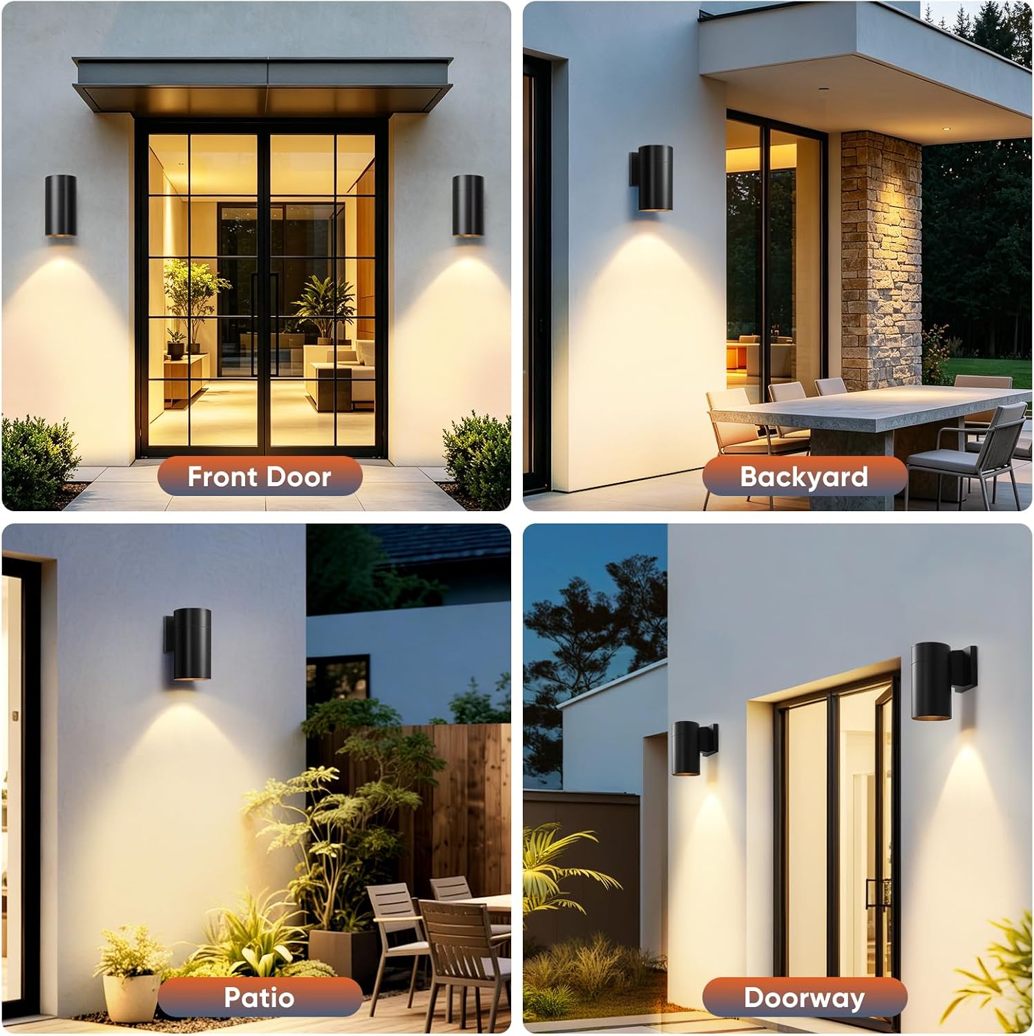 Fire Wolf Modern Outdoor Wall Light - Aluminum Outdoor Porch Sconce for House, Patio, Garage, Doorway & Entryway - Stylish Waterproof Exterior Lighting for Outside(Black,E26)