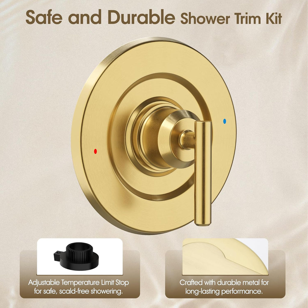 Brushed Gold Shower Trim Kit for Moen T2901 Handle | Compatible with Moen 2510/2520/2570/2590 Pressure Balanced Valve Series, Fix Wobbly Handle for Bathroom Renovation
