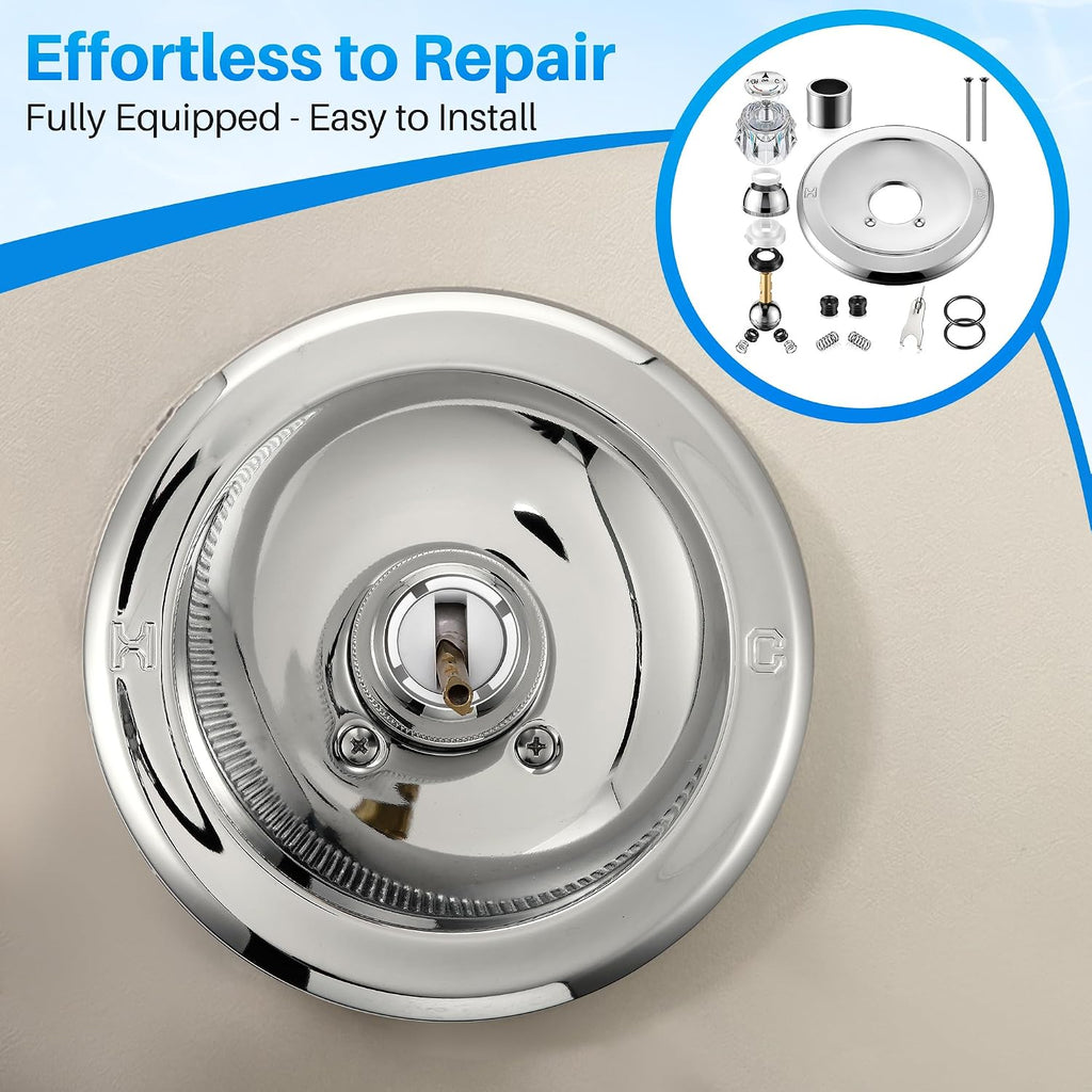Trim Repair Kit Compatible with Delta RP54870 (Chrome) | Single Function Tub Shower Handle Renovation Trim Kit Compatible with Delta 600 Series Shower Valve, Acrylic Handle