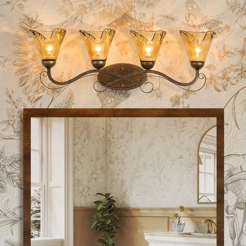 VitaLink Antique Wall Sconces, 2-Light Vanity Light 19.7" Vintage Wall Lamp Hardwired Wall Lighting Fixtures for Bathroom Living Room Bedroom Hallway