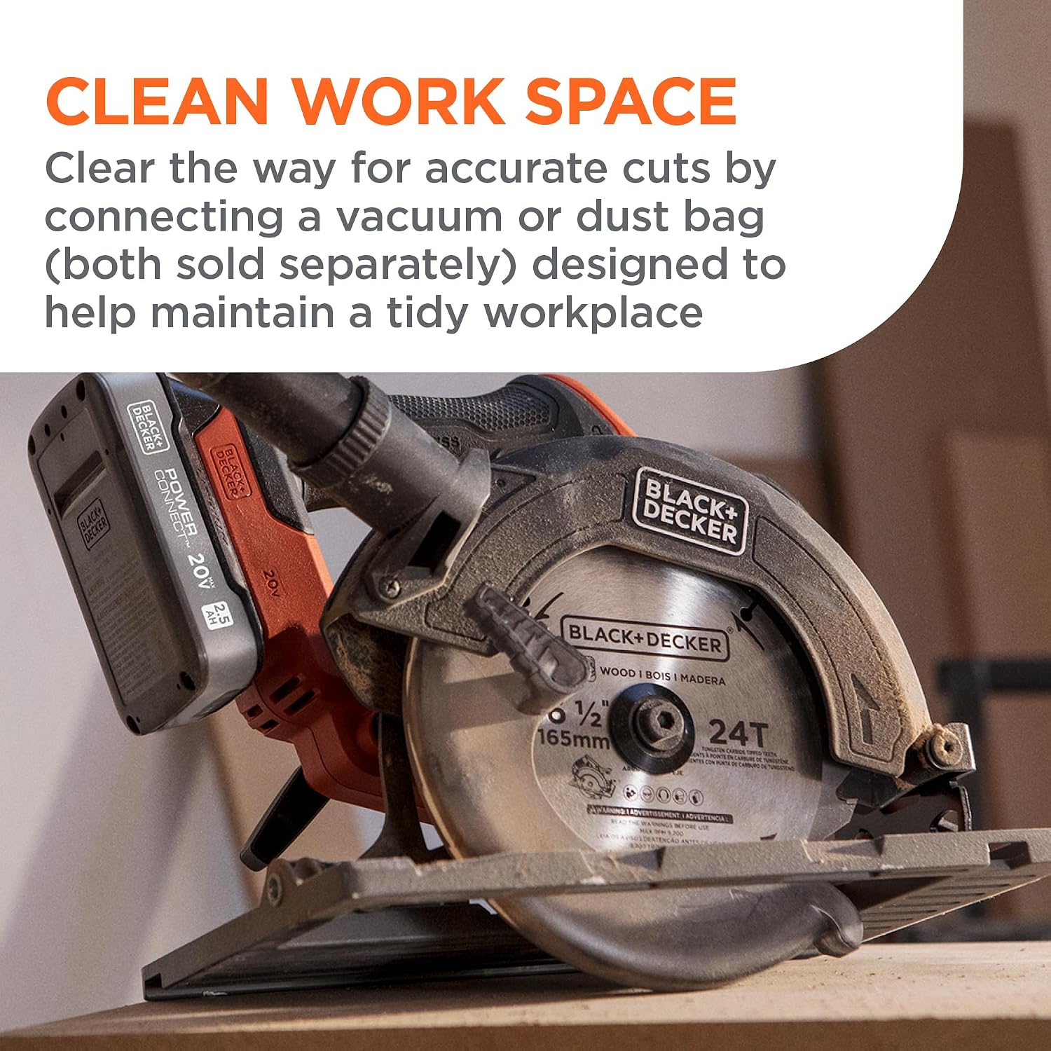 BLACK+DECKER Circular Saw 20V MAX, 6-1/2 in. Brushless Circular Saw Cordless Kit with 2.5Ah Battery and Charger, 24T Blade for Wood, Up to 165 Cuts Per Charge, LED Light, PowerConnect (BLCS78E1)