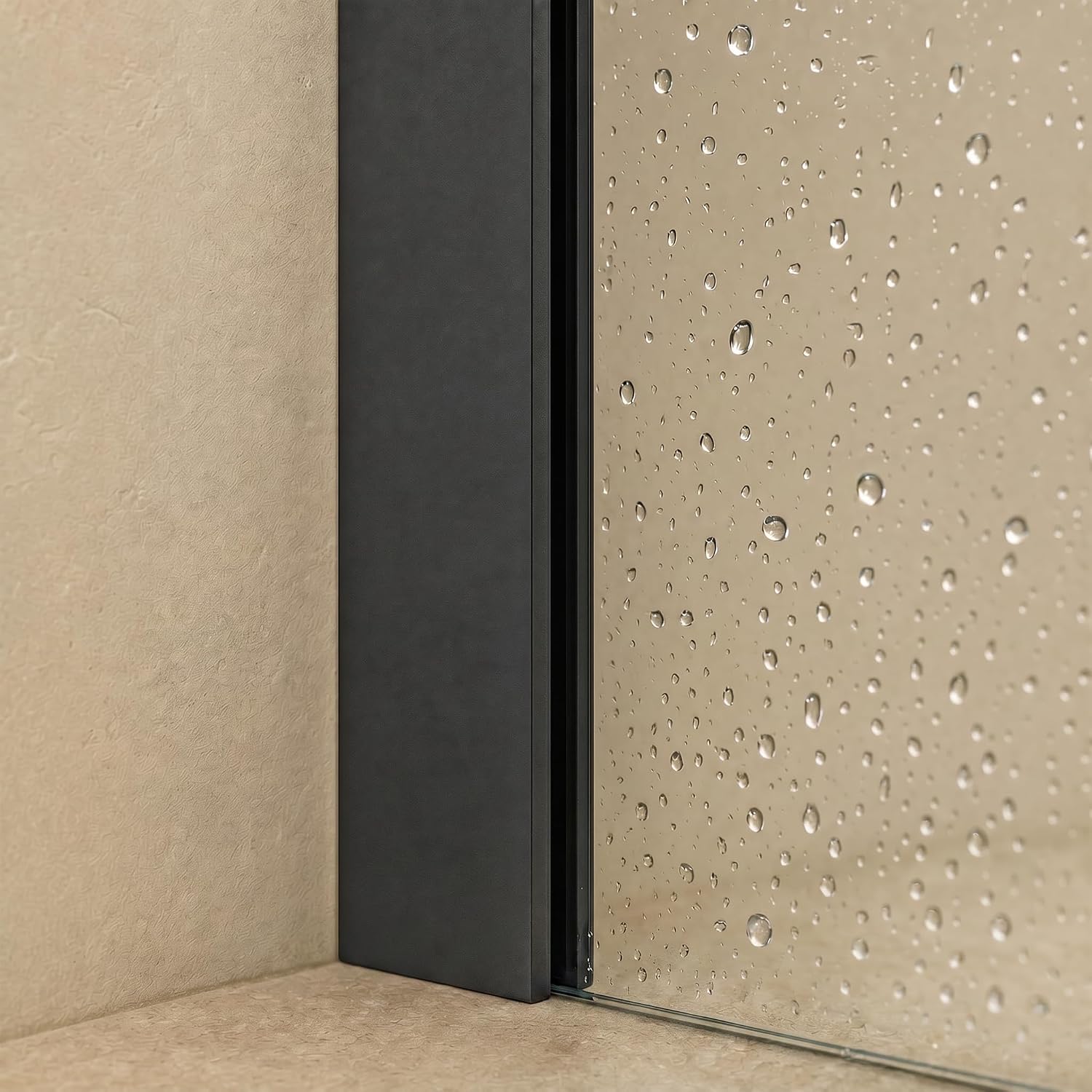 32" W X 76" H Fixed Shower Door Glass Panel, Frameless Shower Door, 6mm (1/4") Clear Tempered Glass Shower Screen for Walk-in Shower,Easy-to-Clean Treatment, Matte Black