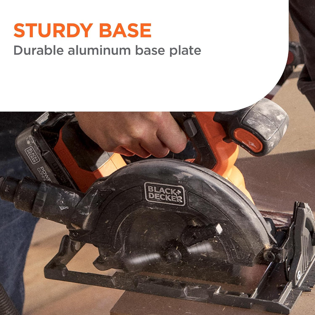 BLACK+DECKER Circular Saw 20V MAX, 6-1/2 in. Brushless Circular Saw Cordless Kit with 2.5Ah Battery and Charger, 24T Blade for Wood, Up to 165 Cuts Per Charge, LED Light, PowerConnect (BLCS78E1)