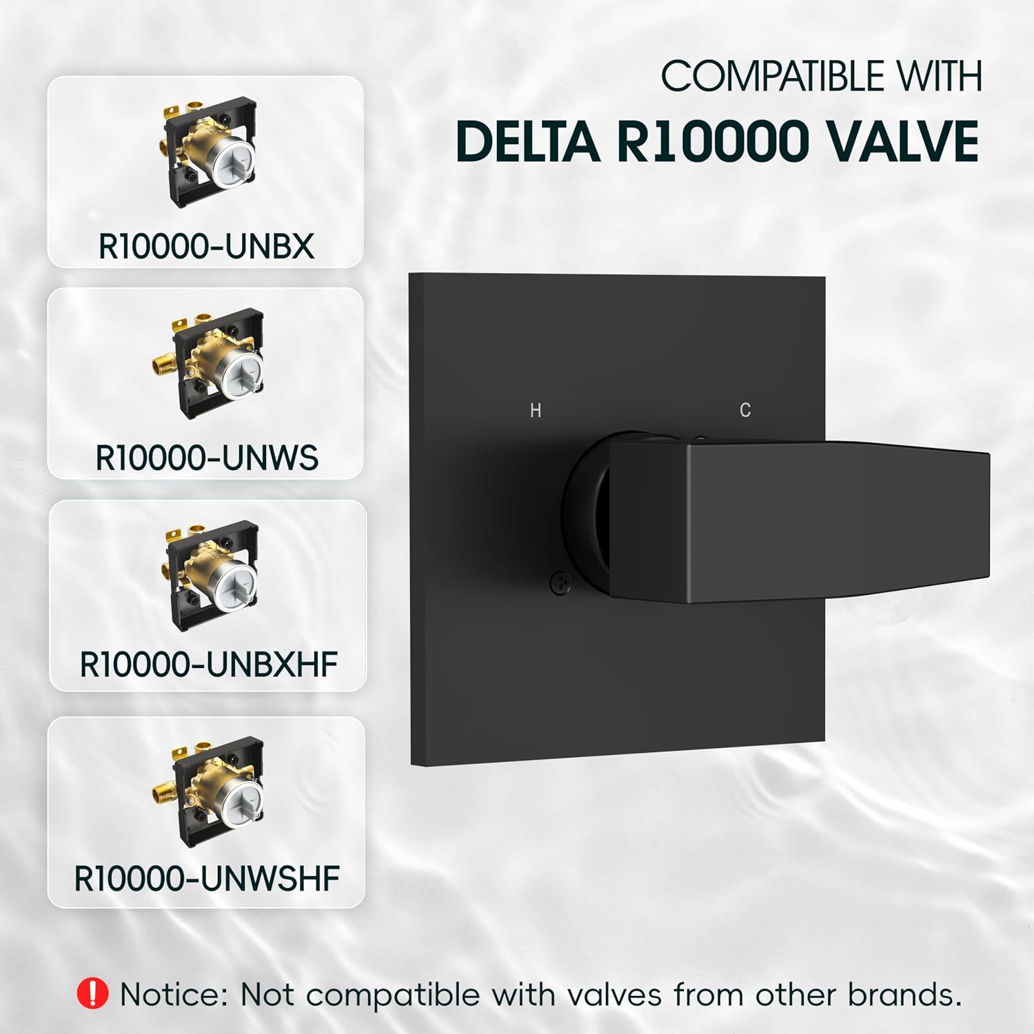 Replacement for Delta Faucet Shower Trim Kit 14 Series Matte Black | Shower Handle Set for Delta R10000 Valve, Valve and Cartridge Not Included