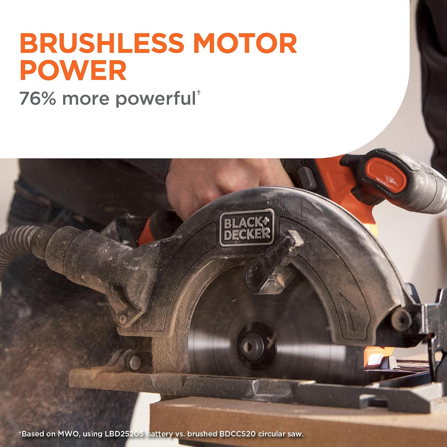 BLACK+DECKER Circular Saw 20V MAX, 6-1/2 in. Brushless Circular Saw Cordless Kit with 2.5Ah Battery and Charger, 24T Blade for Wood, Up to 165 Cuts Per Charge, LED Light, PowerConnect (BLCS78E1)