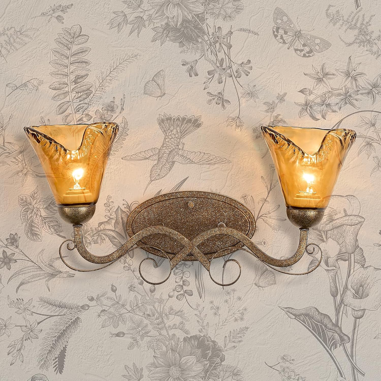 VitaLink Antique Wall Sconces, 2-Light Vanity Light 19.7" Vintage Wall Lamp Hardwired Wall Lighting Fixtures for Bathroom Living Room Bedroom Hallway