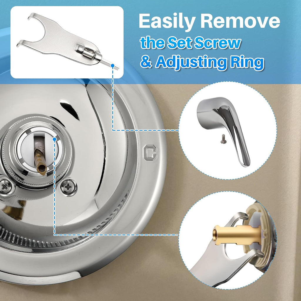 Trim Repair Kit Compatible with Delta RP54870 (Chrome) | Single Function Tub Shower Handle Renovation Trim Kit Compatible with Delta 600 Series Shower Valve, Acrylic Handle