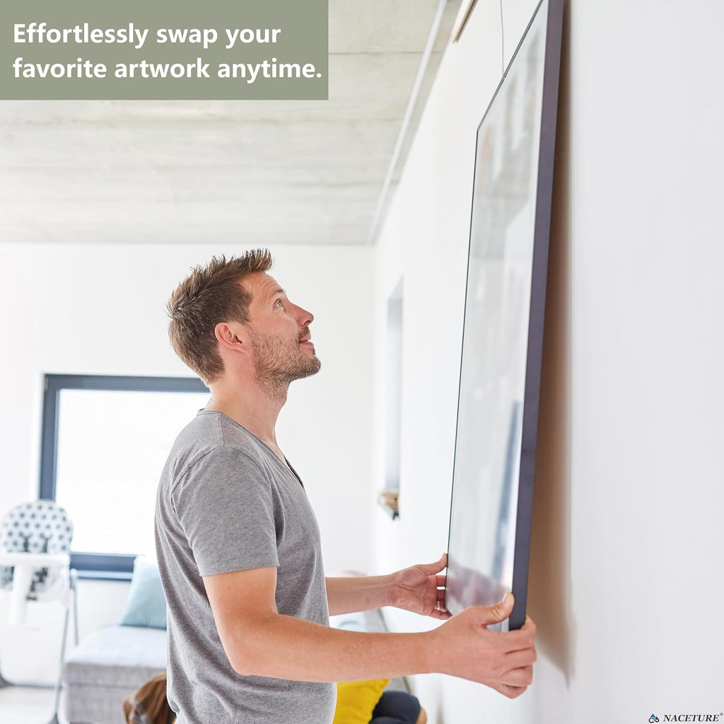 19.69 Ft Picture Hanging System, 4 x 60 Inch Wall Rails | Includes adjustable wires and hooks for frames, photos and wall décor.
