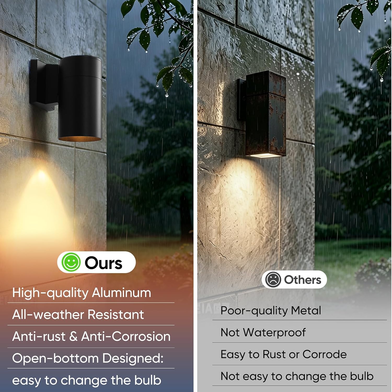 Fire Wolf Modern Outdoor Wall Light - Aluminum Outdoor Porch Sconce for House, Patio, Garage, Doorway & Entryway - Stylish Waterproof Exterior Lighting for Outside(Black,E26)