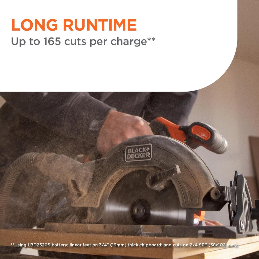 BLACK+DECKER Circular Saw 20V MAX, 6-1/2 in. Brushless Circular Saw Cordless Kit with 2.5Ah Battery and Charger, 24T Blade for Wood, Up to 165 Cuts Per Charge, LED Light, PowerConnect (BLCS78E1)