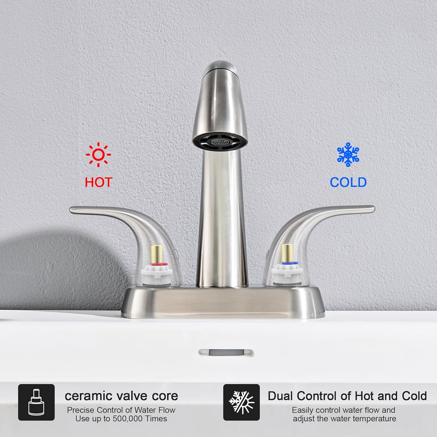 Ultimate Unicorn Pull Down Bathroom Sink Faucet, Brushed Nickel 4 Inch | Anti-Splash, Centerset Vanity Faucets 3 Hole with Pop Up Drain, Two Handle Modern Washbasin Tap Set with Sprayer for Restroom