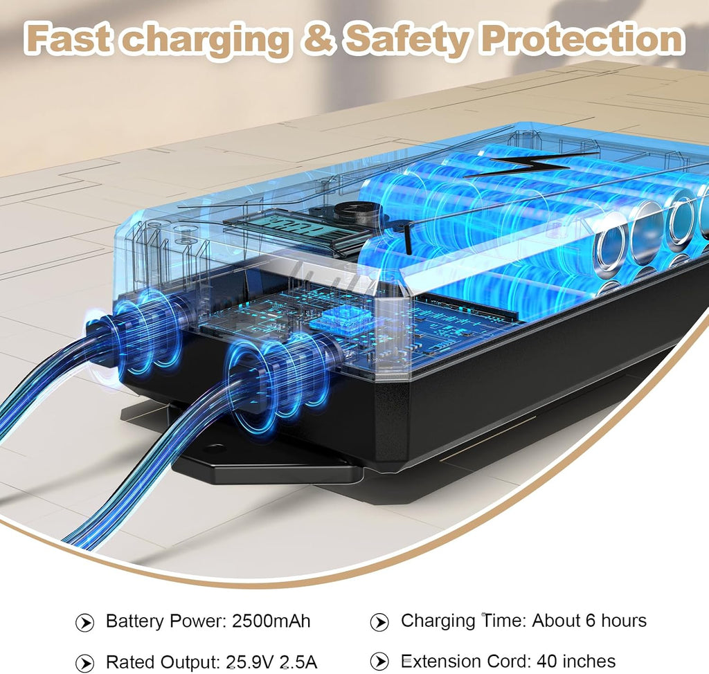 Universal 2500mAh Rechargeable Battery Pack for Reclining Furniture, 2-Pin Wireless Power Battery for Electric Recliner, Power Sofa and Lift Chair