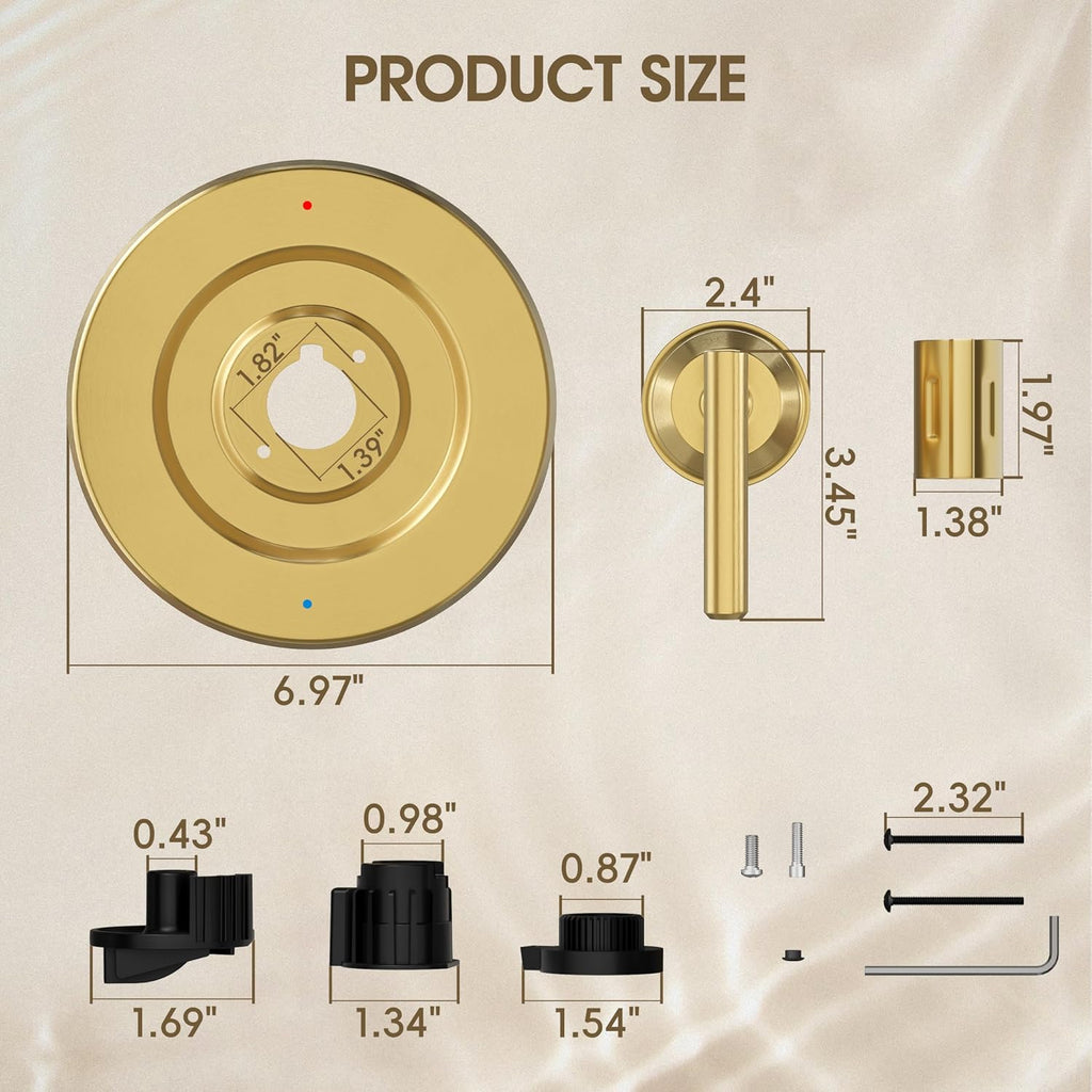 Brushed Gold Shower Trim Kit for Moen T2901 Handle | Compatible with Moen 2510/2520/2570/2590 Pressure Balanced Valve Series, Fix Wobbly Handle for Bathroom Renovation