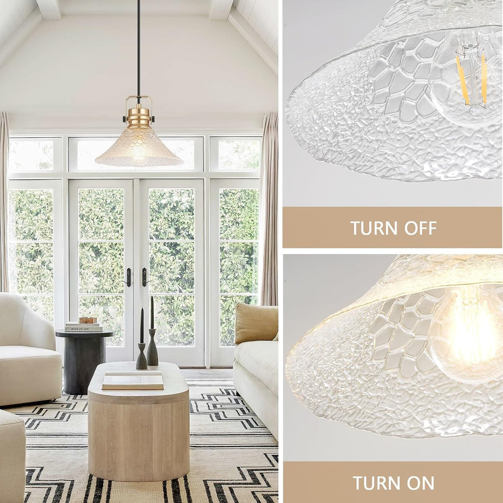 Glass Pendant Lights Kitchen Island 2 Pack Pendant Light Fixtures with Wave Glass Modern Adjustable Hanging Light for Kitchen Sink Dining Room Bedroom