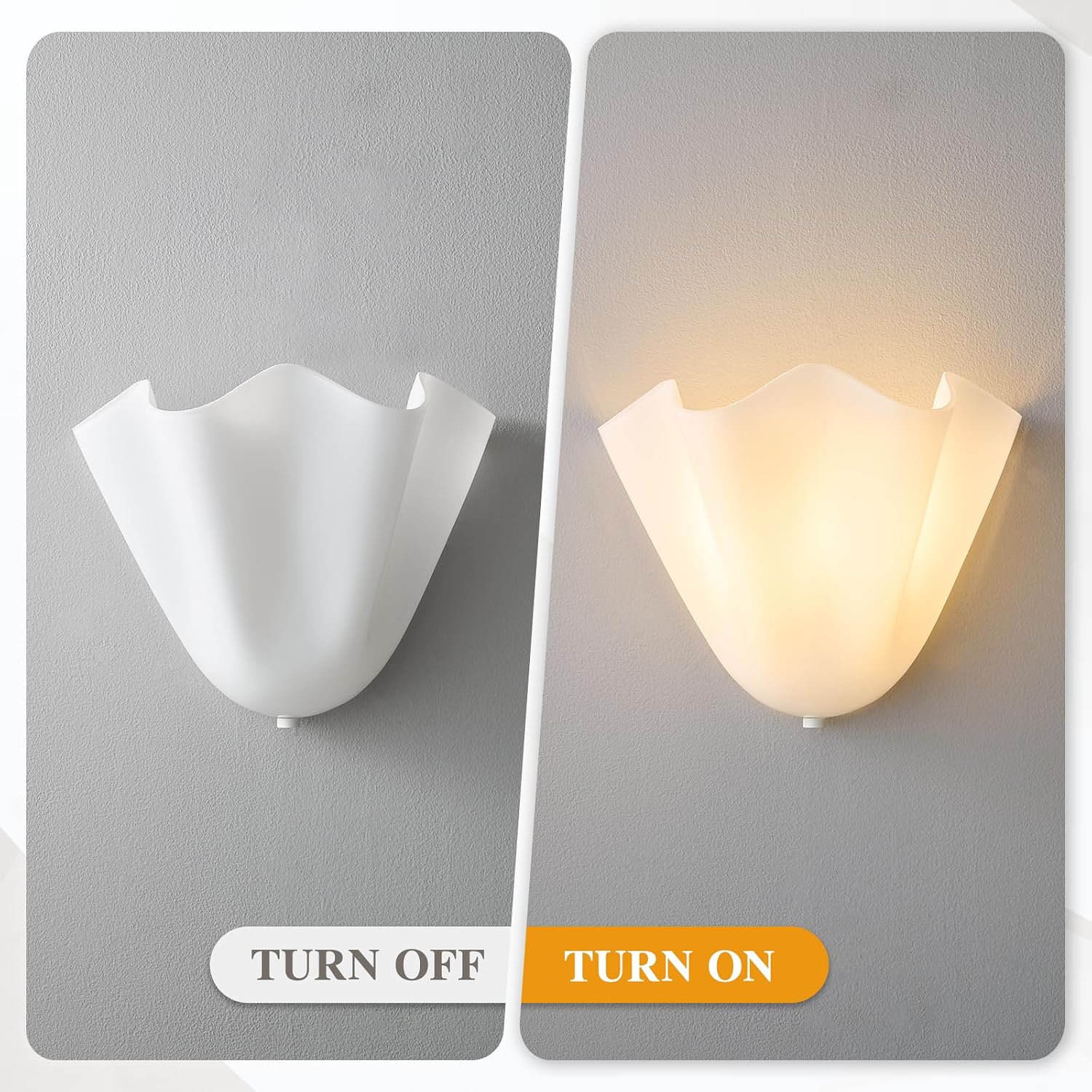 Milk White Glass Shell-Shaped Wall Sconce, Mid-Century Vintage scalloped Wall Lamp with Warm Light, Nordic Glass Sconce for Bedroom, Hallway, Living Room, Entryway, Bathroom, Balcony (Milk White)