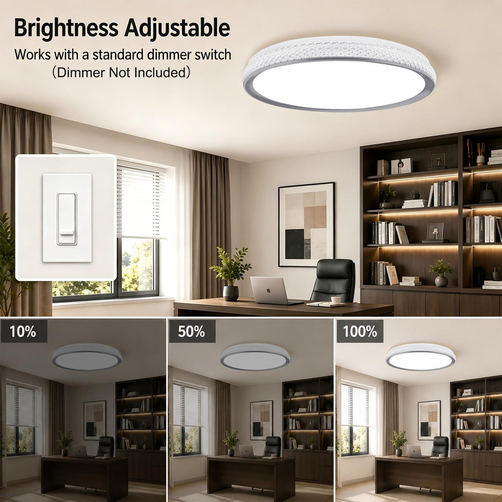 LED Flush Mount Ceiling Light, 38W 3800LM Dimmable, 15 in Low Profile, Gold | 2700K-5000K 5 Color Selectable, CRI 90+, Modern Round Close to Ceiling Light Fixtures for Kitchen Bedroom Bathroom Hallway