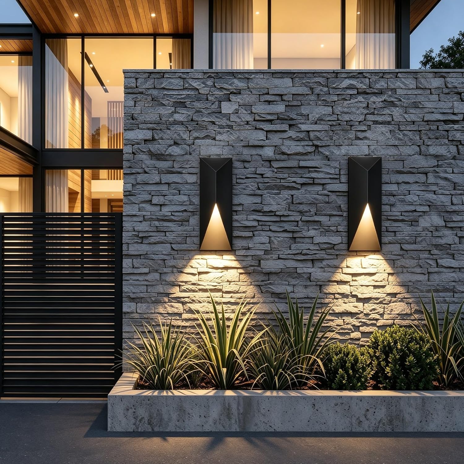 Aipsun 3CCT Black LED Outdoor Wall Light 2 Packs, IP65 Waterproof Exterior Modern Porch Light