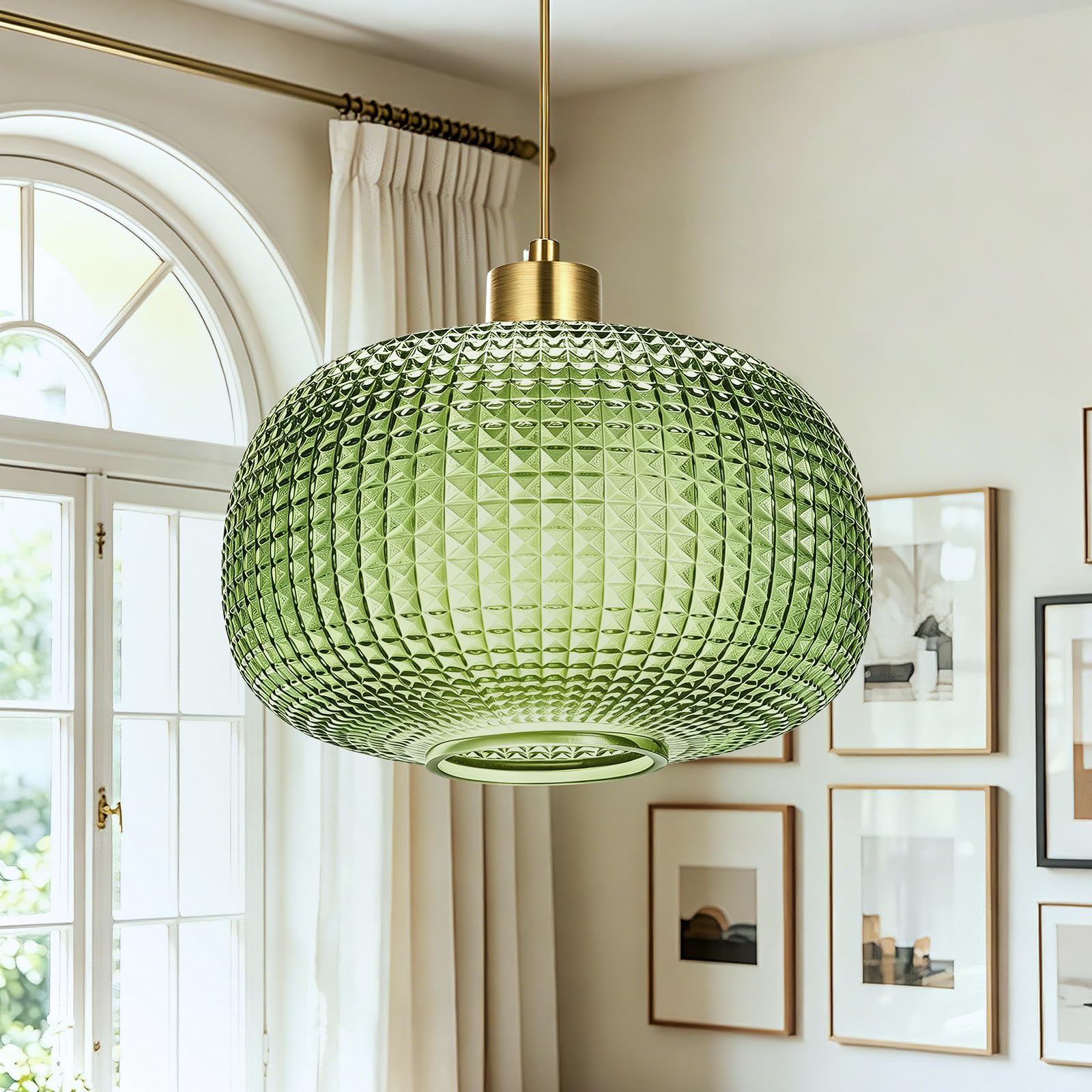 Glass Pendant Lights Kitchen Island 10" Glass Pendant Light 1 Pack | Clear Hammered Glass Shade,Brushed Nickel Metal, Adjustable Height,Island Light for Dining Room Bedroom Entryway
