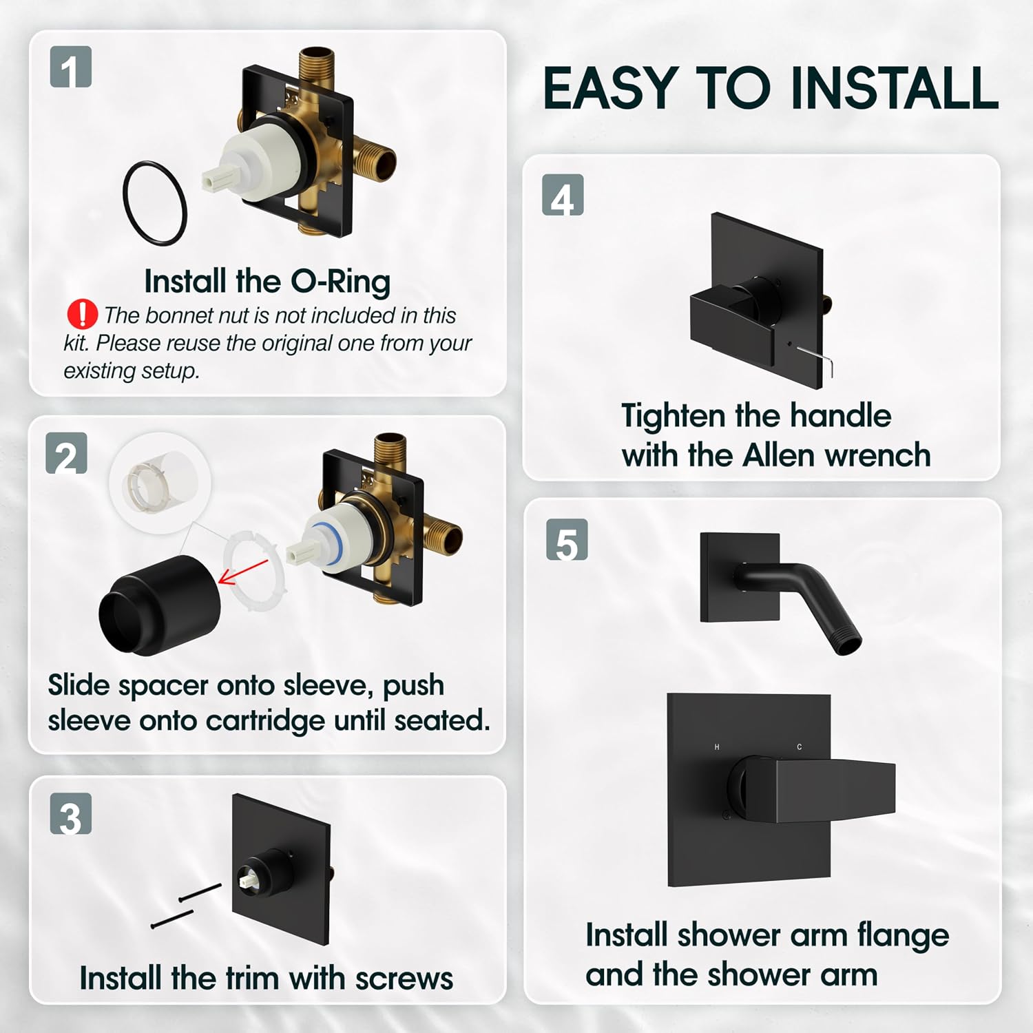 Replacement for Delta Faucet Shower Trim Kit 14 Series Matte Black | Shower Handle Set for Delta R10000 Valve, Valve and Cartridge Not Included