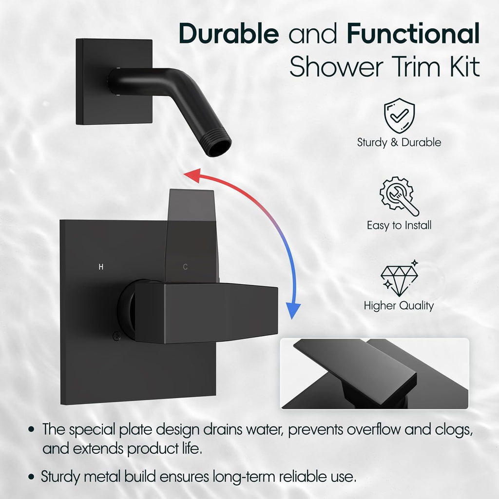 Replacement for Delta Faucet Shower Trim Kit 14 Series Matte Black | Shower Handle Set for Delta R10000 Valve, Valve and Cartridge Not Included