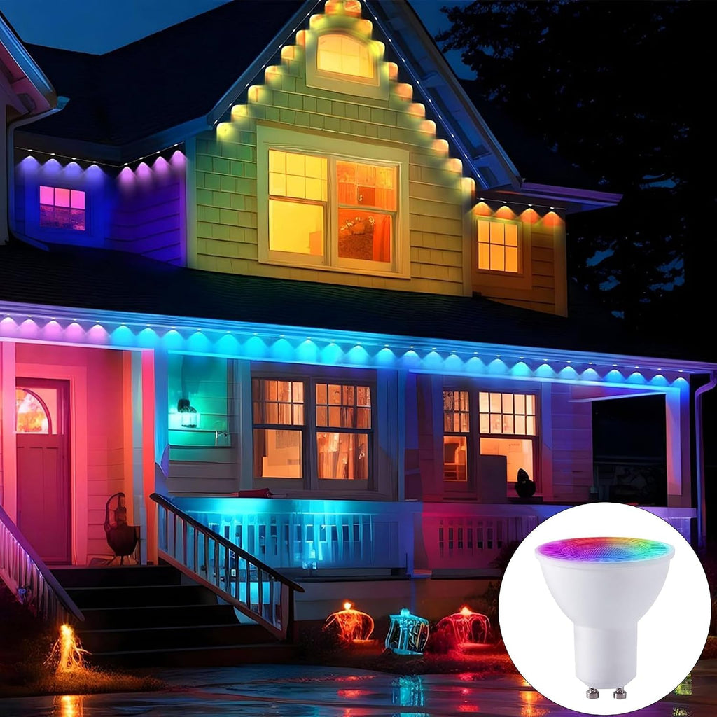GU10 RGB Track Lighting Heads, White 2-Pack Color Changing Spotlight Bulbs, 10W Accent Ceiling Lights with IR Remote for Kitchen, Gallery, Bar and Home Ambiance (Track Not Included)
