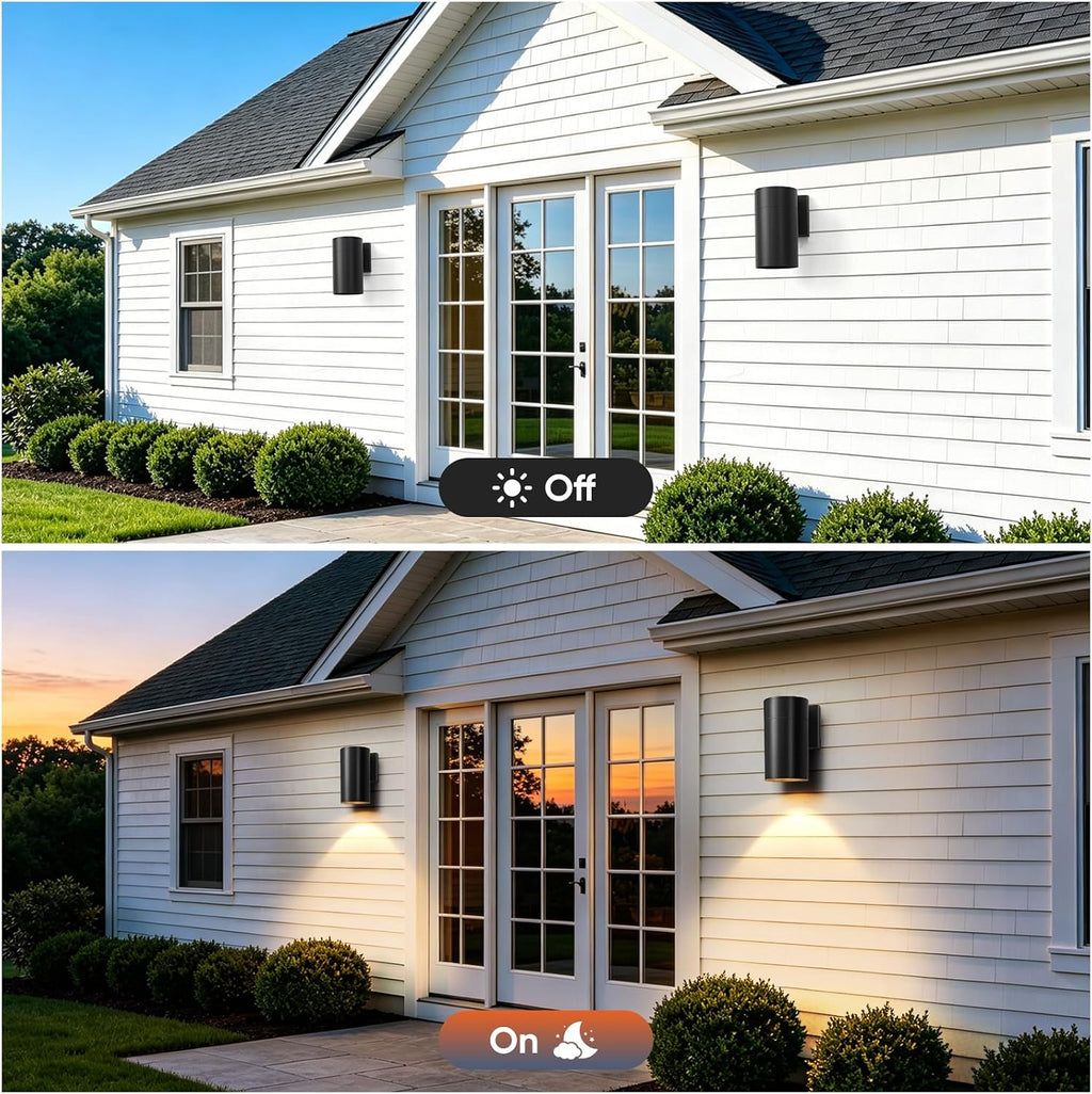 Fire Wolf Modern Outdoor Wall Light - Aluminum Outdoor Porch Sconce for House, Patio, Garage, Doorway & Entryway - Stylish Waterproof Exterior Lighting for Outside(Black,E26)