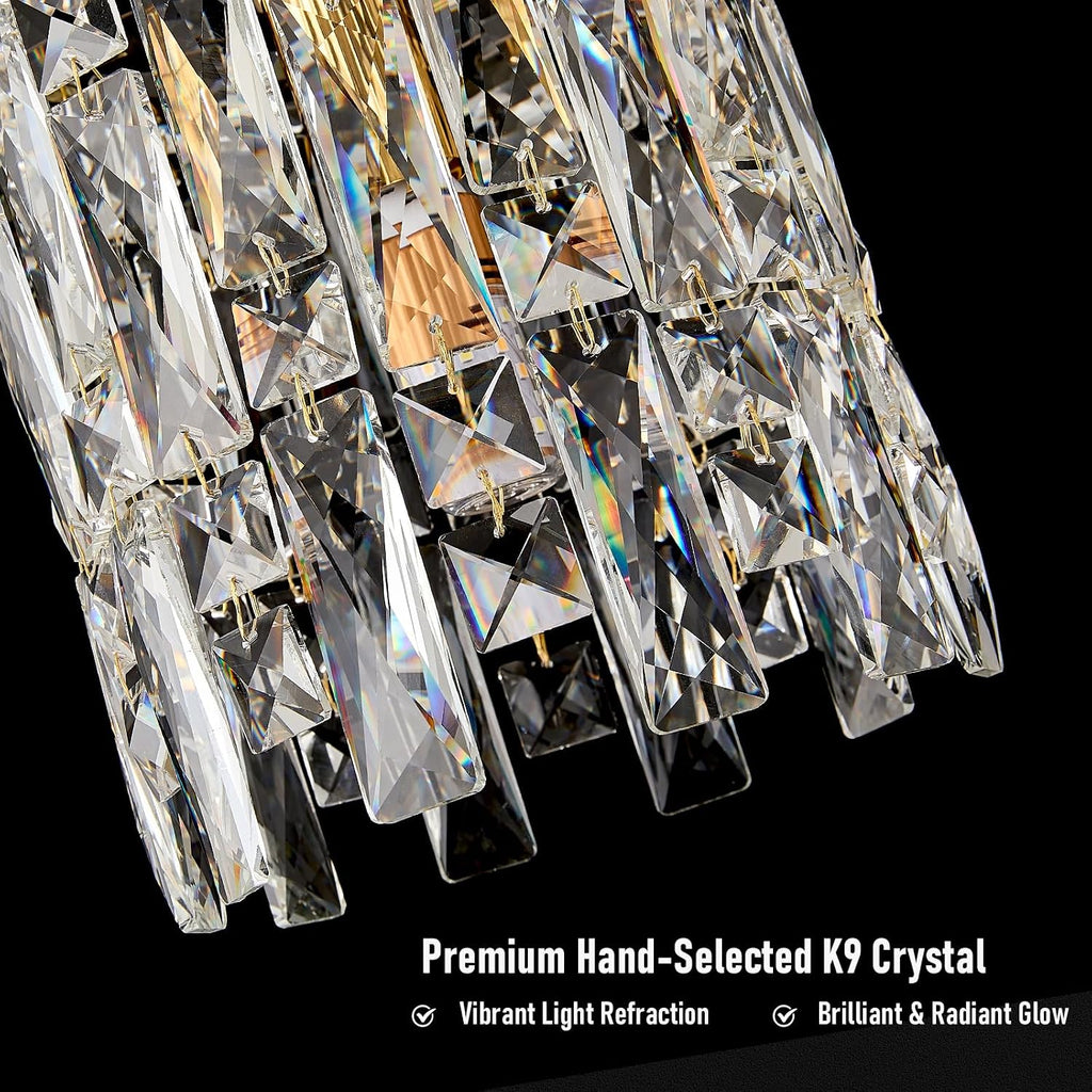 Gold Pendant Lights Kitchen Island 1 Pack Mini Crystal Chandeliers Modern Pendant Lights Ceiling Lighting Fixtures for Kitchen Island, Dining Room & Bedroom