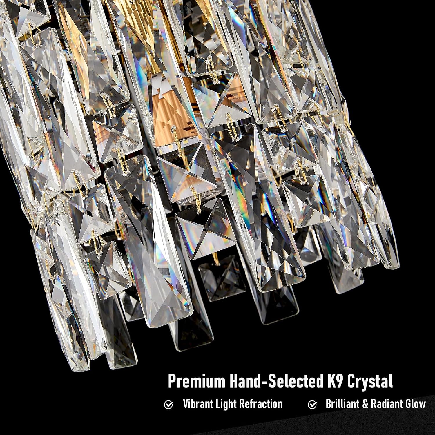 Gold Pendant Lights Kitchen Island 1 Pack Mini Crystal Chandeliers Modern Pendant Lights Ceiling Lighting Fixtures for Kitchen Island, Dining Room & Bedroom