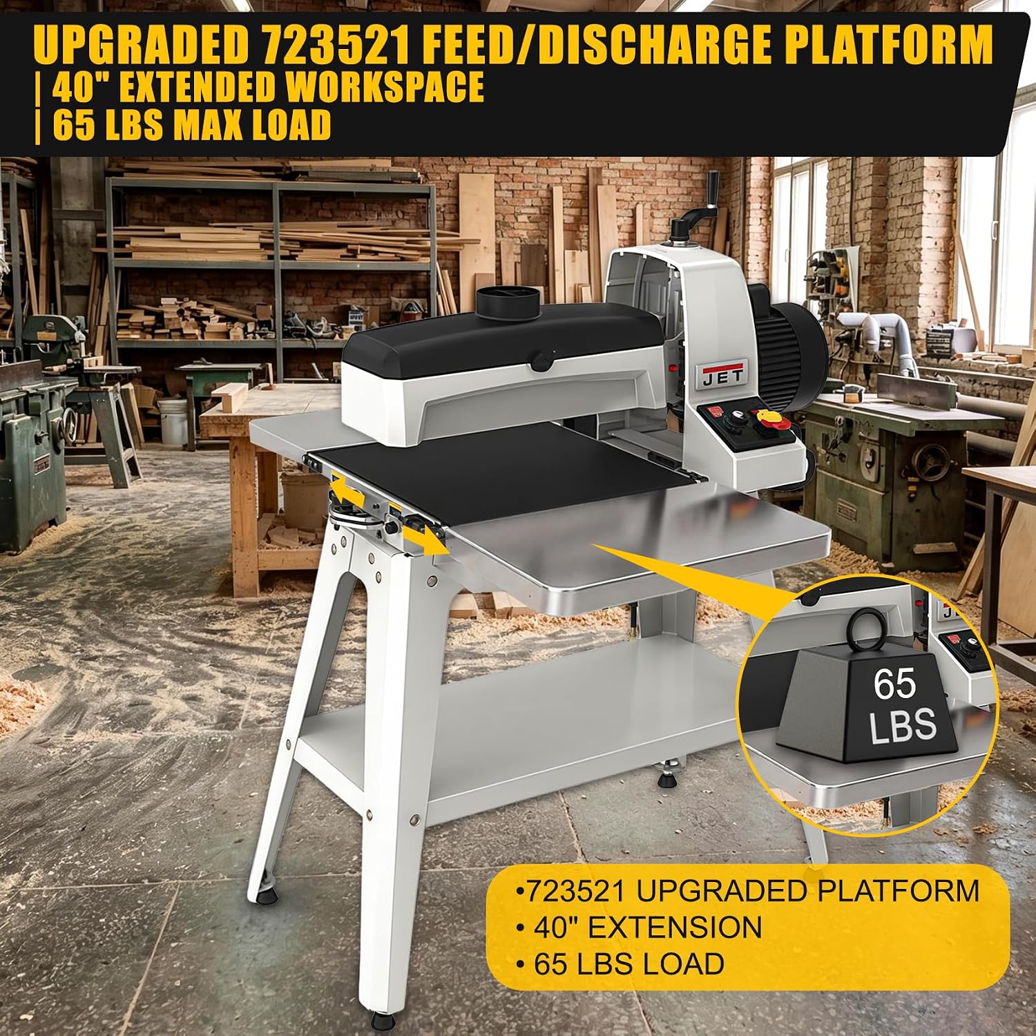 2026 Upgraded InFeed/Outfeed Table Replacement 723521 Compatible with JET JWDS-1836, JWDS-1632 & JWDS-1632OSC Drum Sanders - 65lb Capacity, 40" Work Surface, Includes Hardware, 1-Year Warranty