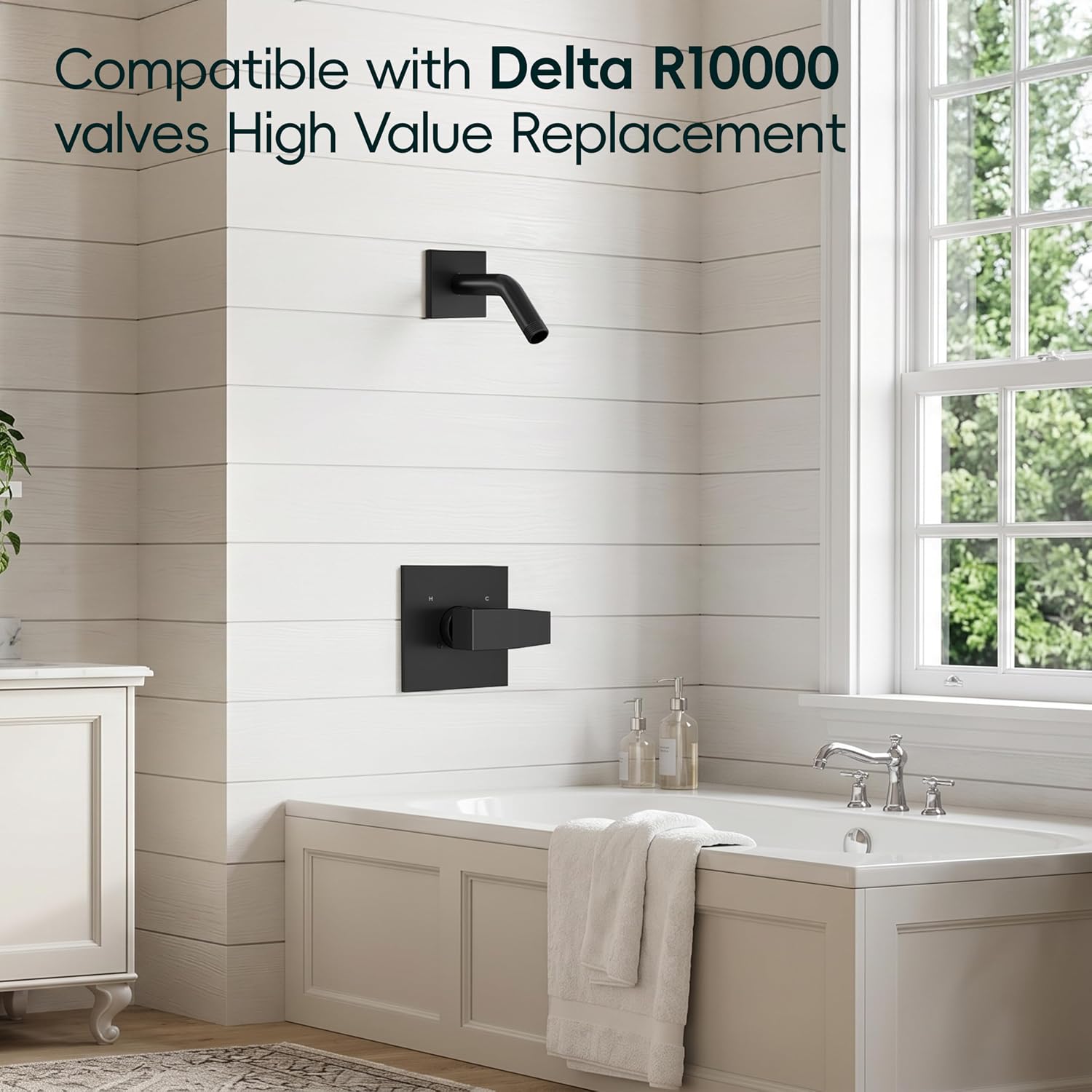Replacement for Delta Faucet Shower Trim Kit 14 Series Matte Black | Shower Handle Set for Delta R10000 Valve, Valve and Cartridge Not Included