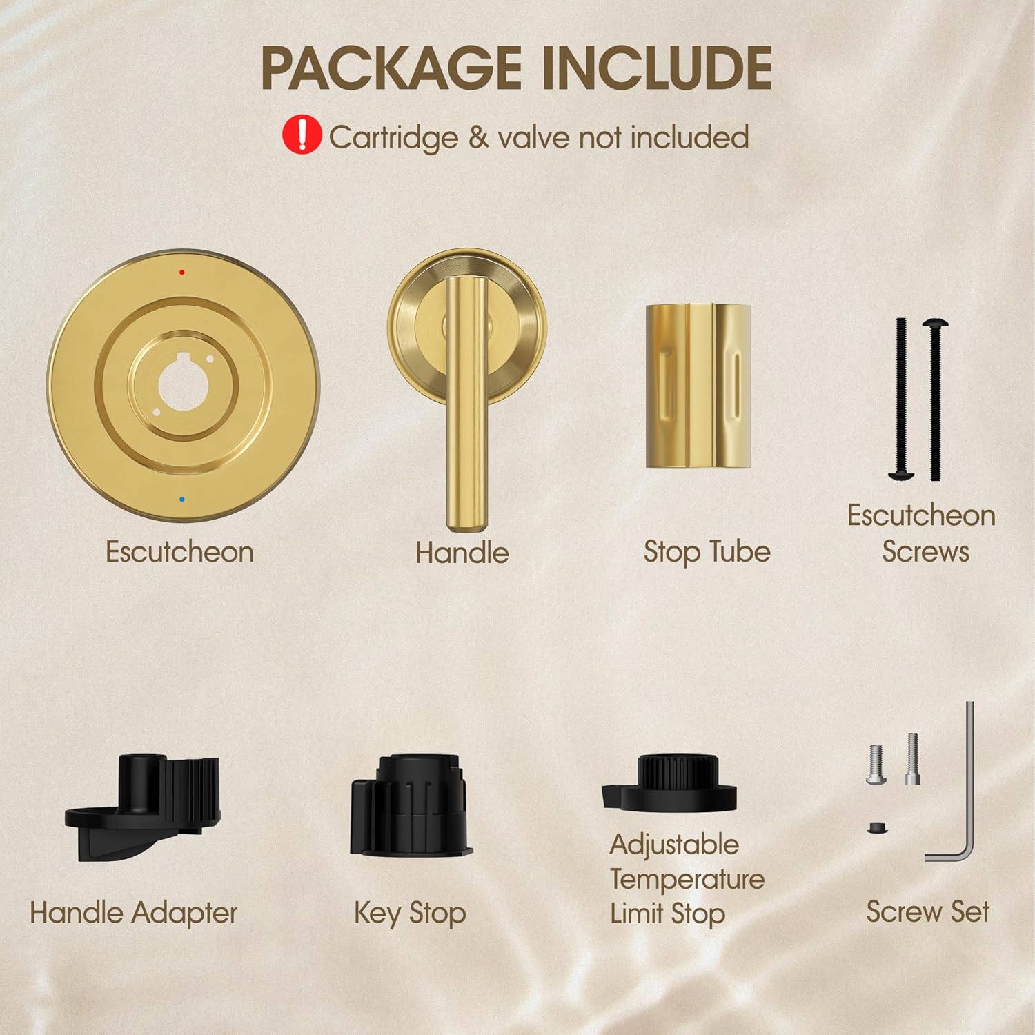 Brushed Gold Shower Trim Kit for Moen T2901 Handle | Compatible with Moen 2510/2520/2570/2590 Pressure Balanced Valve Series, Fix Wobbly Handle for Bathroom Renovation