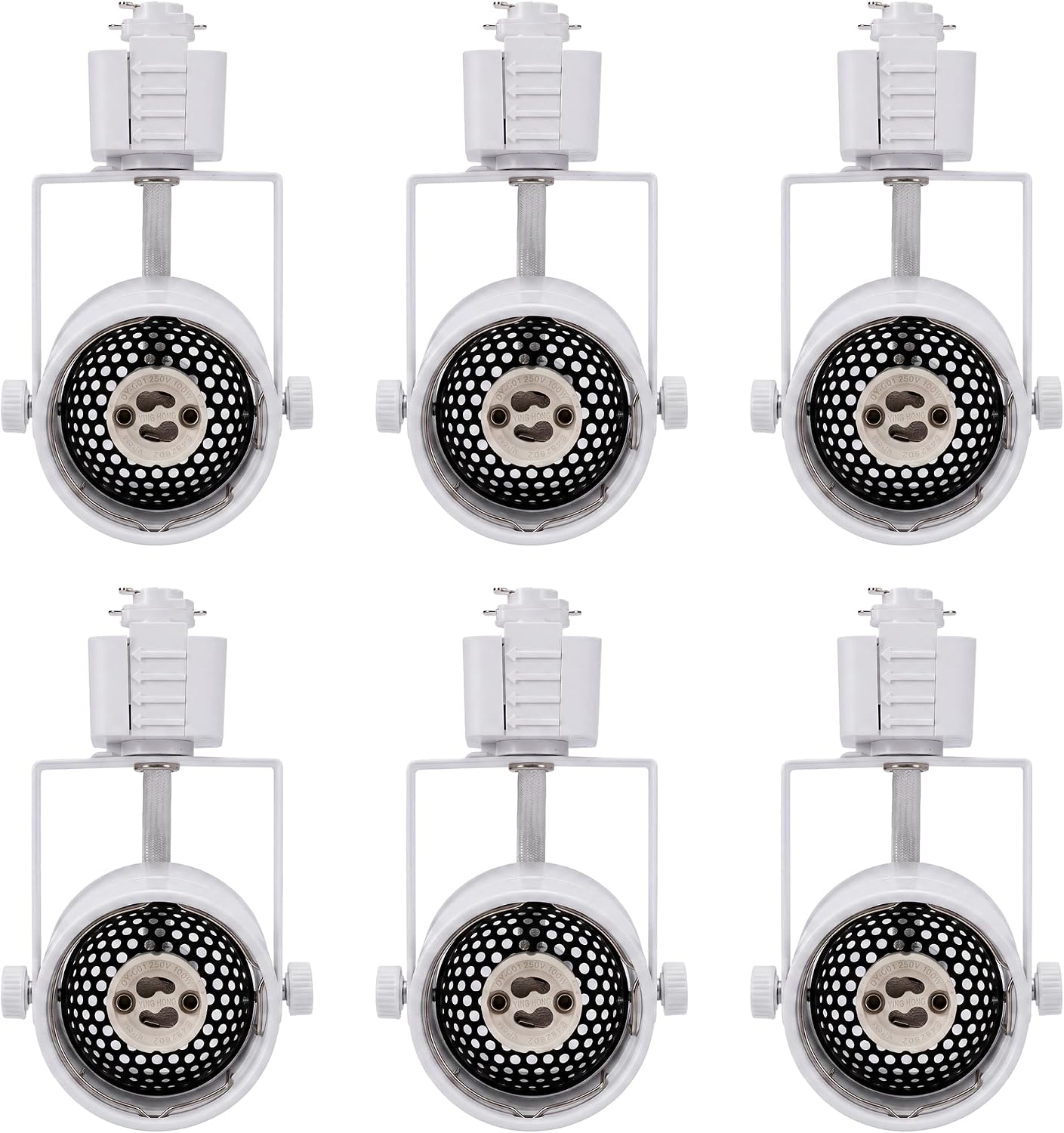 [6 Pack] CLOUDY BAY H Type Track Lighting Heads to Gu10 Base Socket Light Direction Adjustable,Round,White