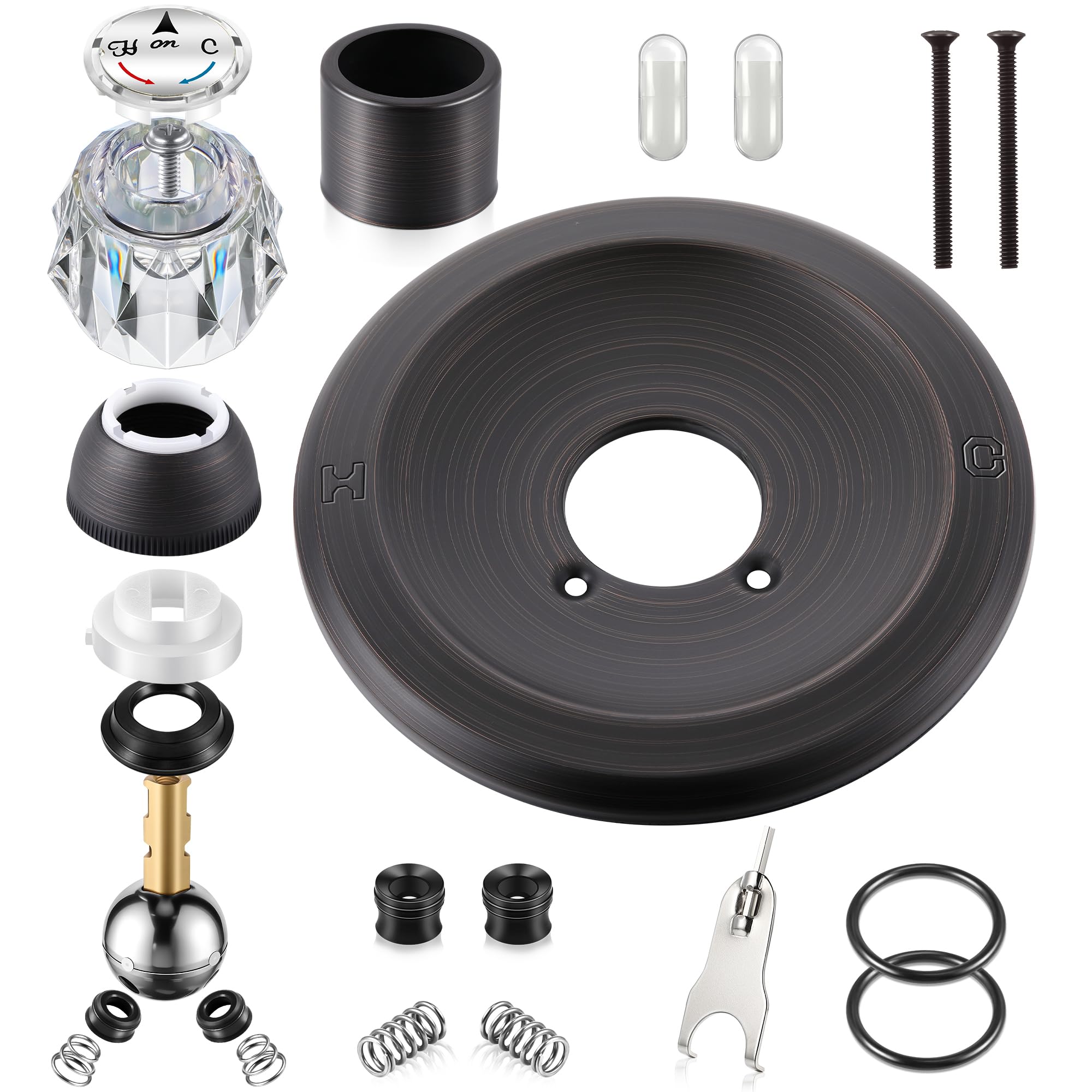 Trim Repair Kit Compatible with Delta RP54870 (Chrome) | Single Function Tub Shower Handle Renovation Trim Kit Compatible with Delta 600 Series Shower Valve, Acrylic Handle