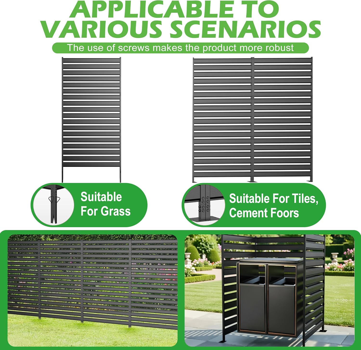 Air Conditioner Fence 3 Panels, 38" Wx42 H Metal Outdoor Privacy Screen, No Dig HVAC Fence with Louvered Panels, Privacy Fence for Trash Cans, Generator, Pool Equipment, AC Unit & Backyard