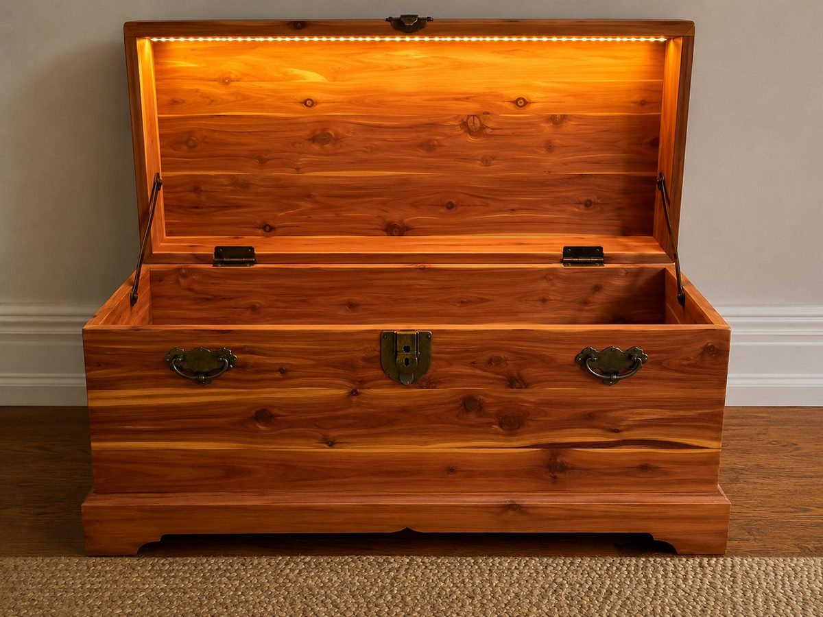 Cedar chest with interior lighting