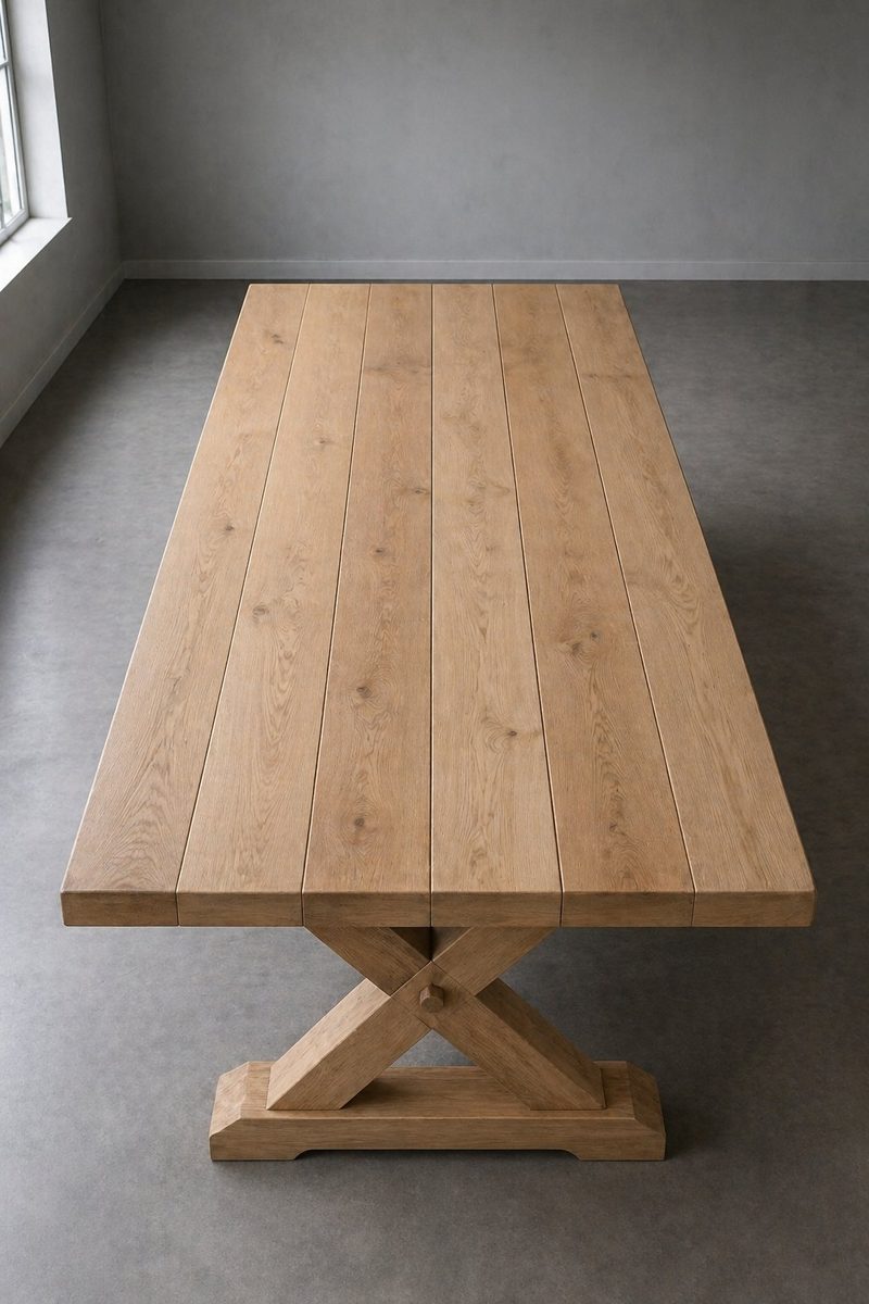 Oak trestle dining table